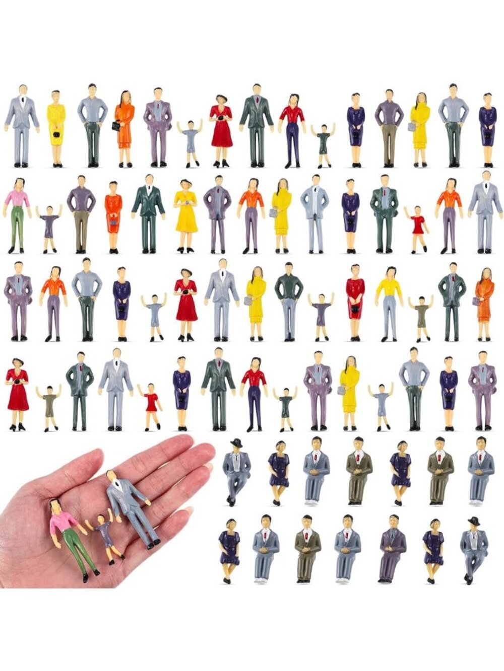 80 Pcs Miniature People Figurines - Tiny 1:30 Scale Models for Dioramas & Crafts